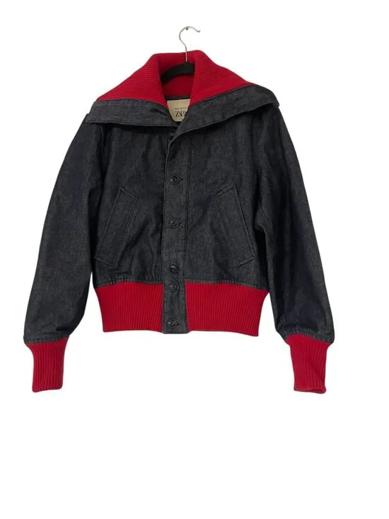 Zara Disney Harry Lambert Men Jean Jacket Bomber M Blue Denim 1300/330 NWT - Picture 2 of 16